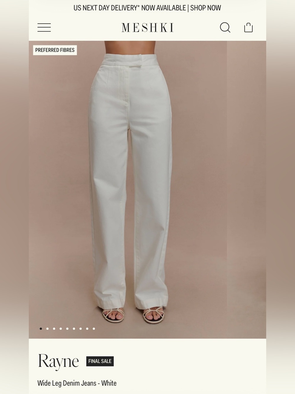 MESHKI- Rayne-white wide leg denim jean